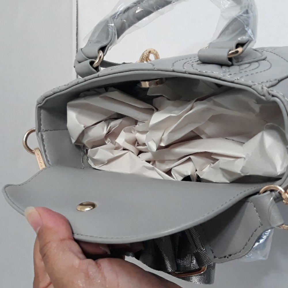 Valentino Orlandi Vegan Leather Light Gray Satchel Bag *NWT* - Picture 7 of 7